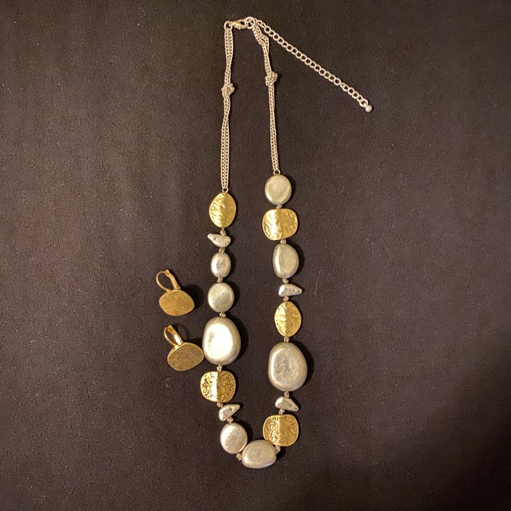 Gold/Silver Combination Statement Necklace NWOT